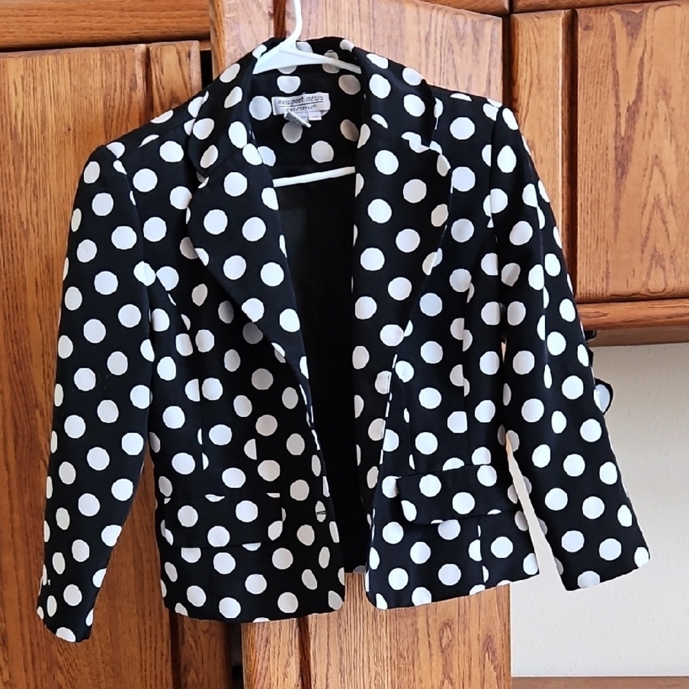 Polka Dot Women's Blazer - Black and White